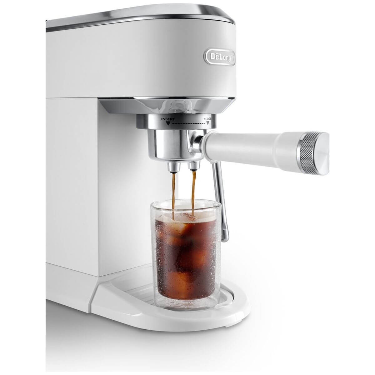 DeLonghi Dedica Duo Cold Brew Coffee Machine - 15 Bar Pump, Slim Full Metal Design, White - EC890WI
