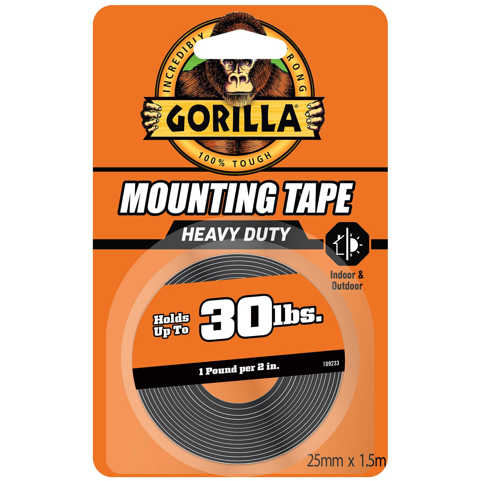 Gorilla 1.5m Black Double Sided Mounting Tape