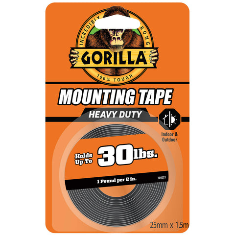Gorilla 1.5m Black Double Sided Mounting Tape