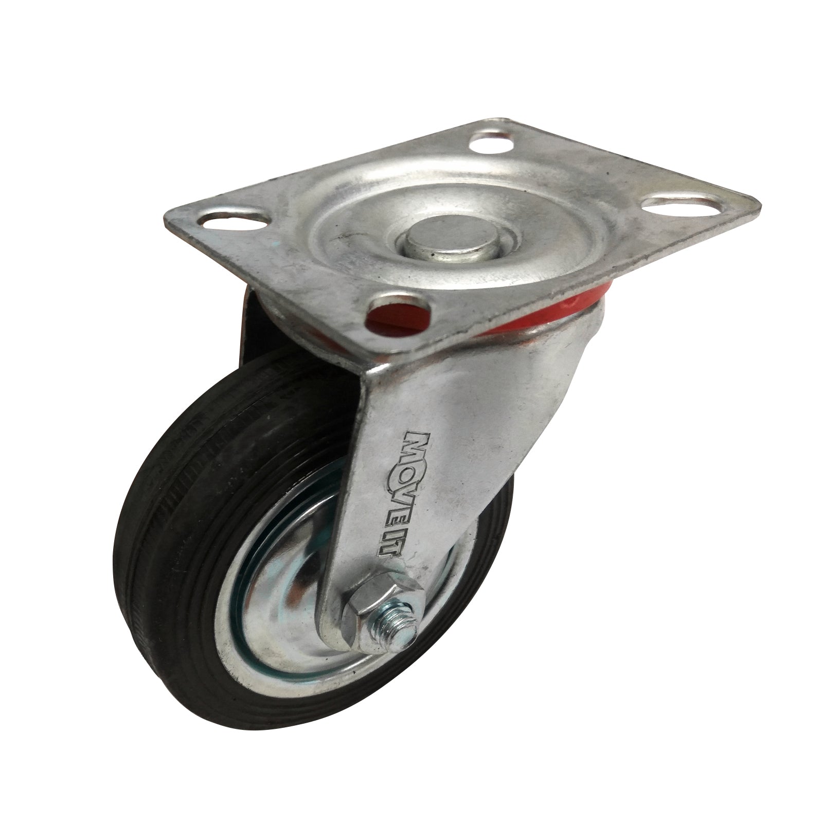 Move It 75mm Black Rubber Swivel Plate Castor 50kg
