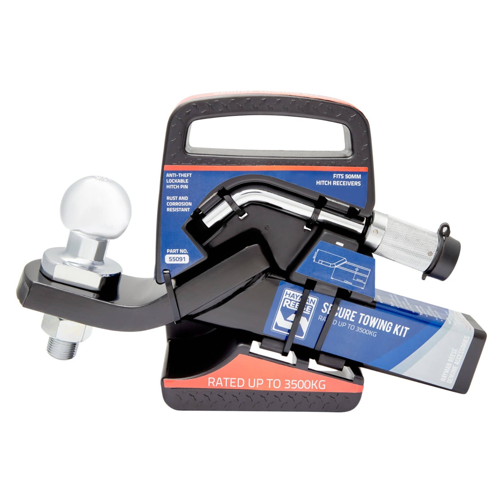 Hayman Reese 50mm Tow Ball Mount Security Kit 3500kg with Lockable Hitch Pin