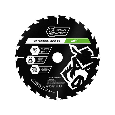Full Boar 184mm 24T Carbide Circular Saw Blade, 20mm Bore