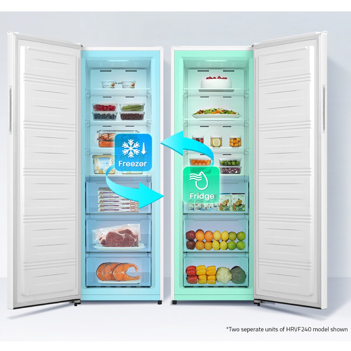 Hisense 240L Upright Hybrid Fridge Freezer - White - Total No Frost, Super Freeze and Super Cool - HRVF240