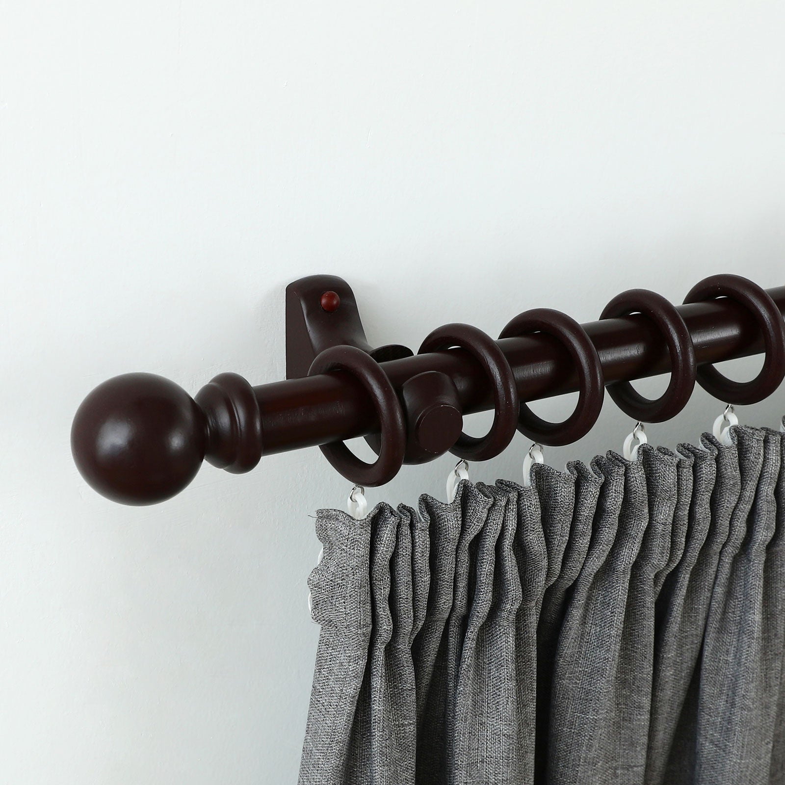 Windoware Walnut Timber Curtain Wood Pole Rings - 5 Pack