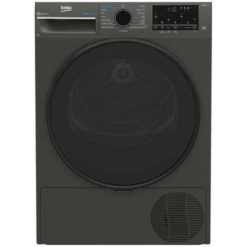 Beko 9kg Heat Pump Dryer - Graphite, Steam Care, Wi-Fi HomeWhiz Control, 9 Star Energy Rating - BDPB903SG