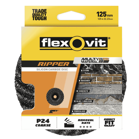 Flexovit 115 x 22 x 23mm Black Silicone Carbide Stripping Ripper Grinding Disc