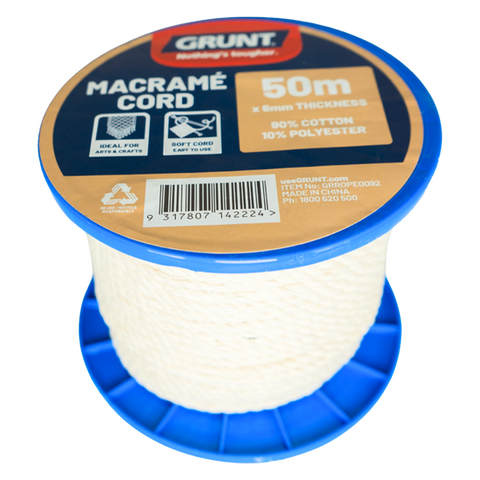 Grunt 6mm x 50m Macrame Cotton Cord White