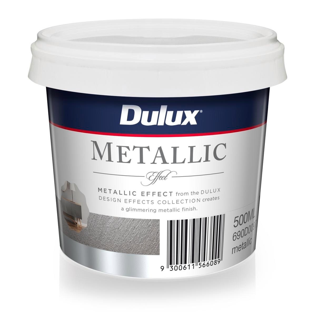 Dulux Design Metallic Effect Paint 500ml Silver, Tintable Water-Based Interior