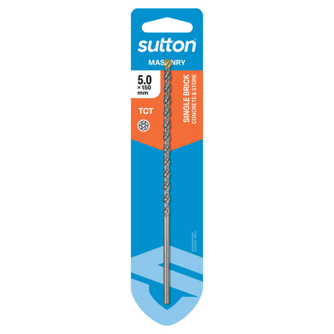 Sutton Tools 5 x 150mm SB TCT Masonry Drill Bit, Carbide Tip, Stone, Brick & Concrete