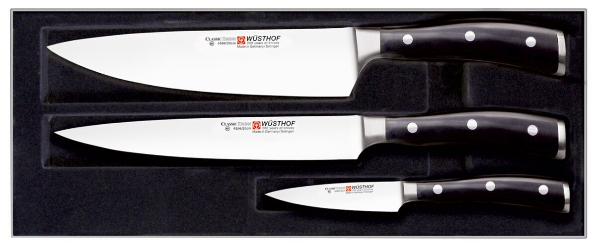 Wusthof Classic Ikon knife set - black finish, starter set for hobby cooks, made in Germany - 9601W