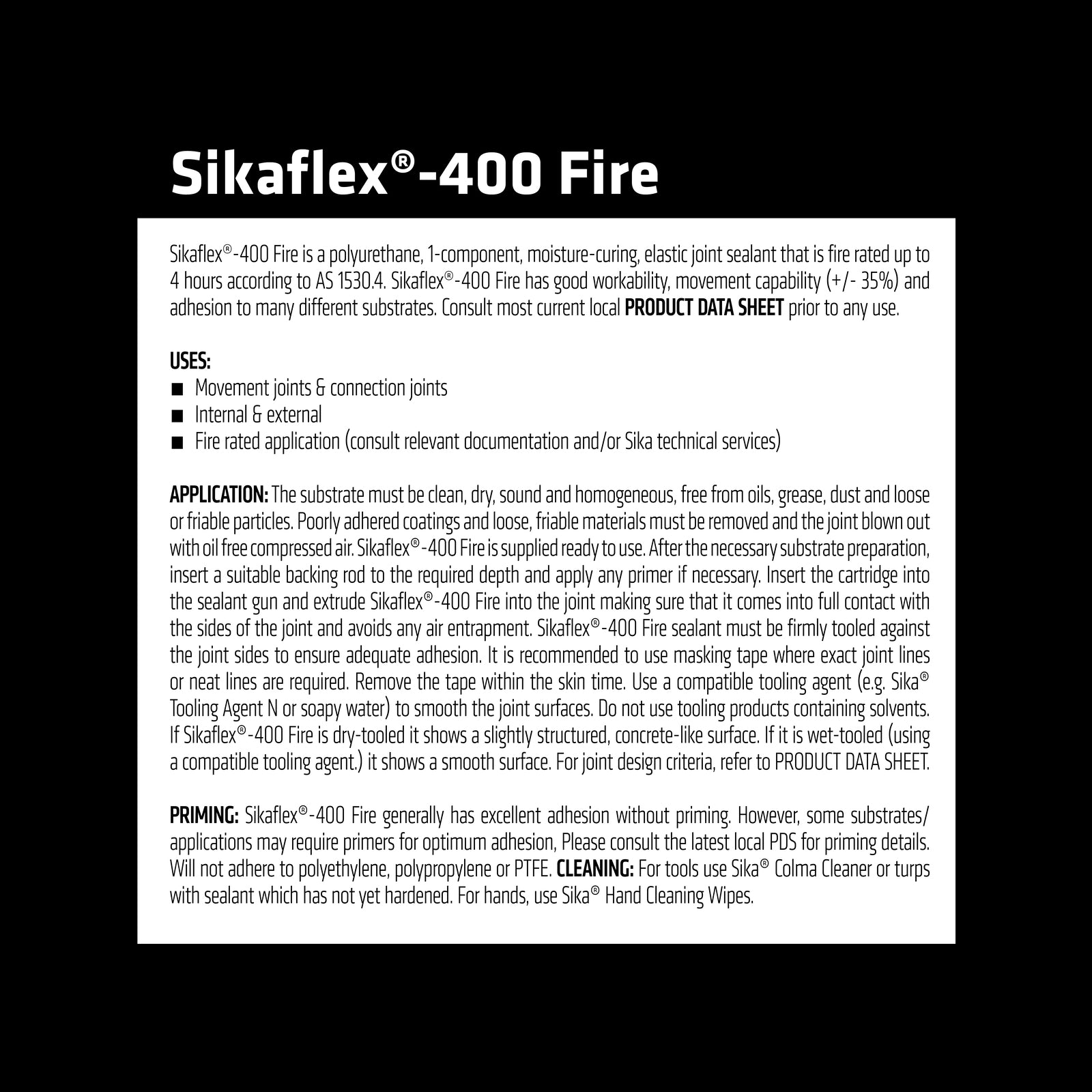 Sikaflex 400 Fire 600ml Grey Polyurethane Sealant 4 Hour Rated