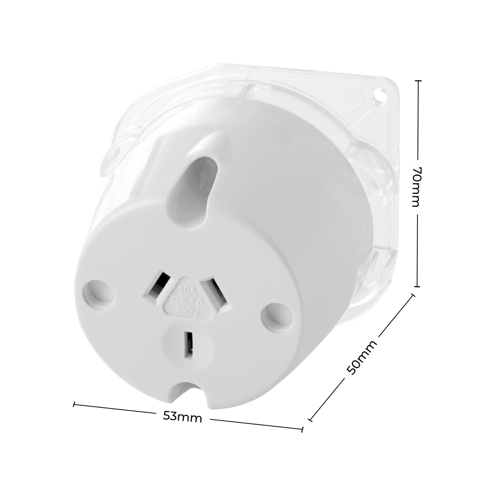 DETA 10 Amp Single Outlet Plug Base 250V White Polycarbonate