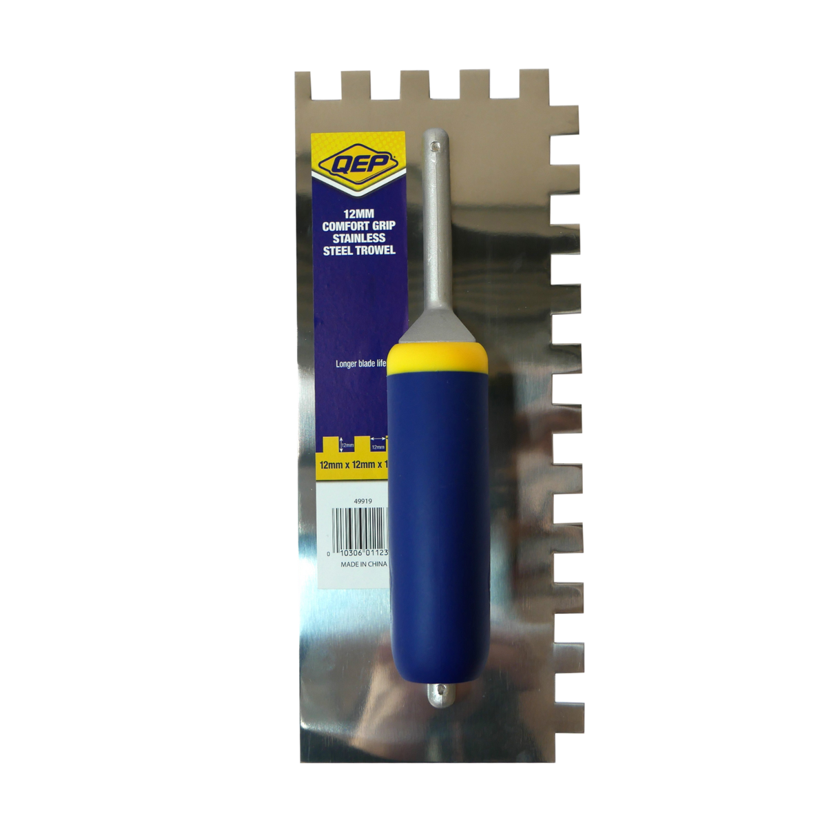 QEP 12mm Square Notch Stainless Steel Tiling Trowel 280 x 115mm
