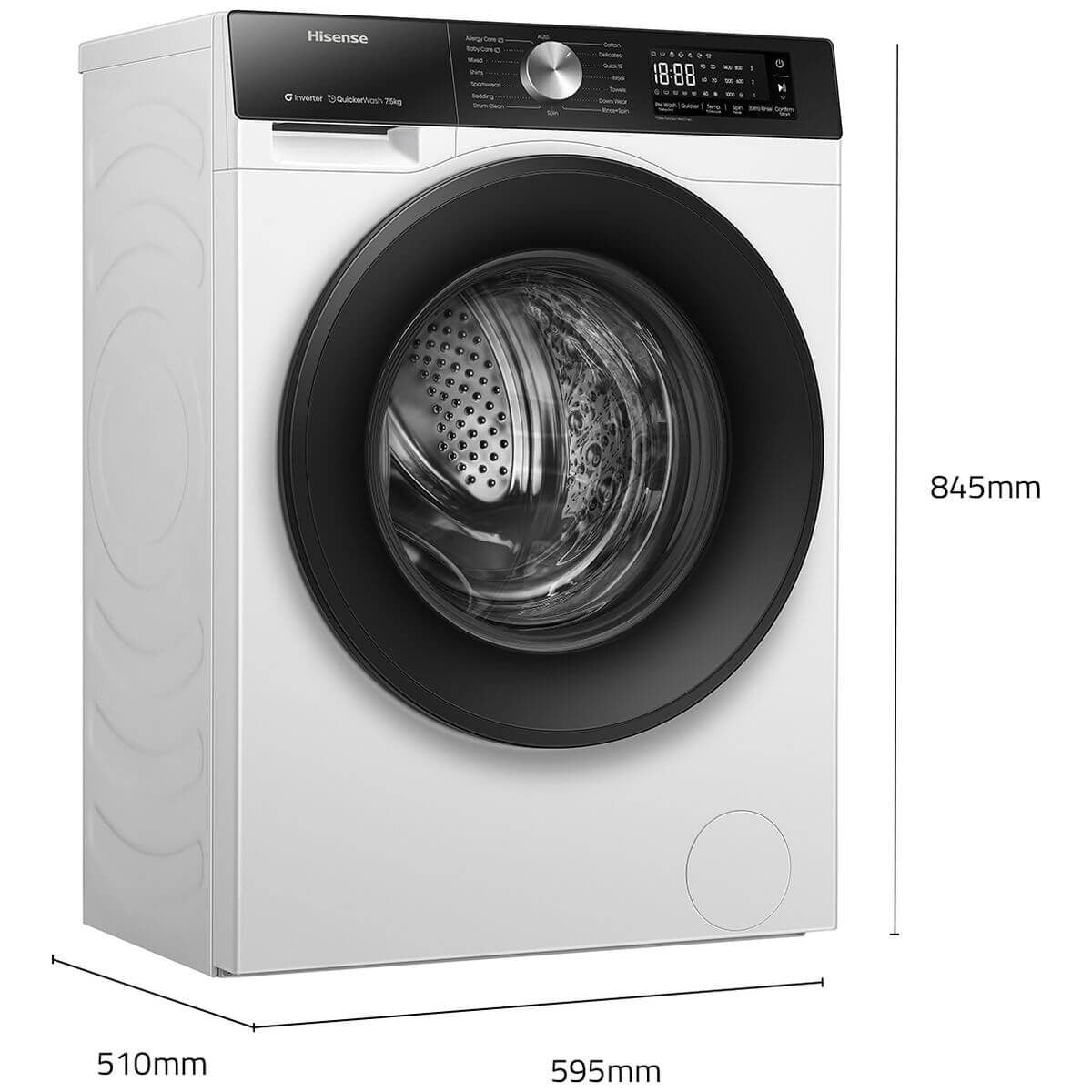 Hisense Series 3 7.5kg Front Load Washing Machine - Steam, Jet Wash, 1400rpm Spin - HWF3S7514X