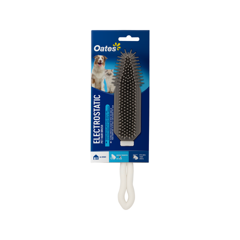 Oates Electrostatic Pet Hair Brush, 45mm Rubber Bristles & Scraper, Reusable