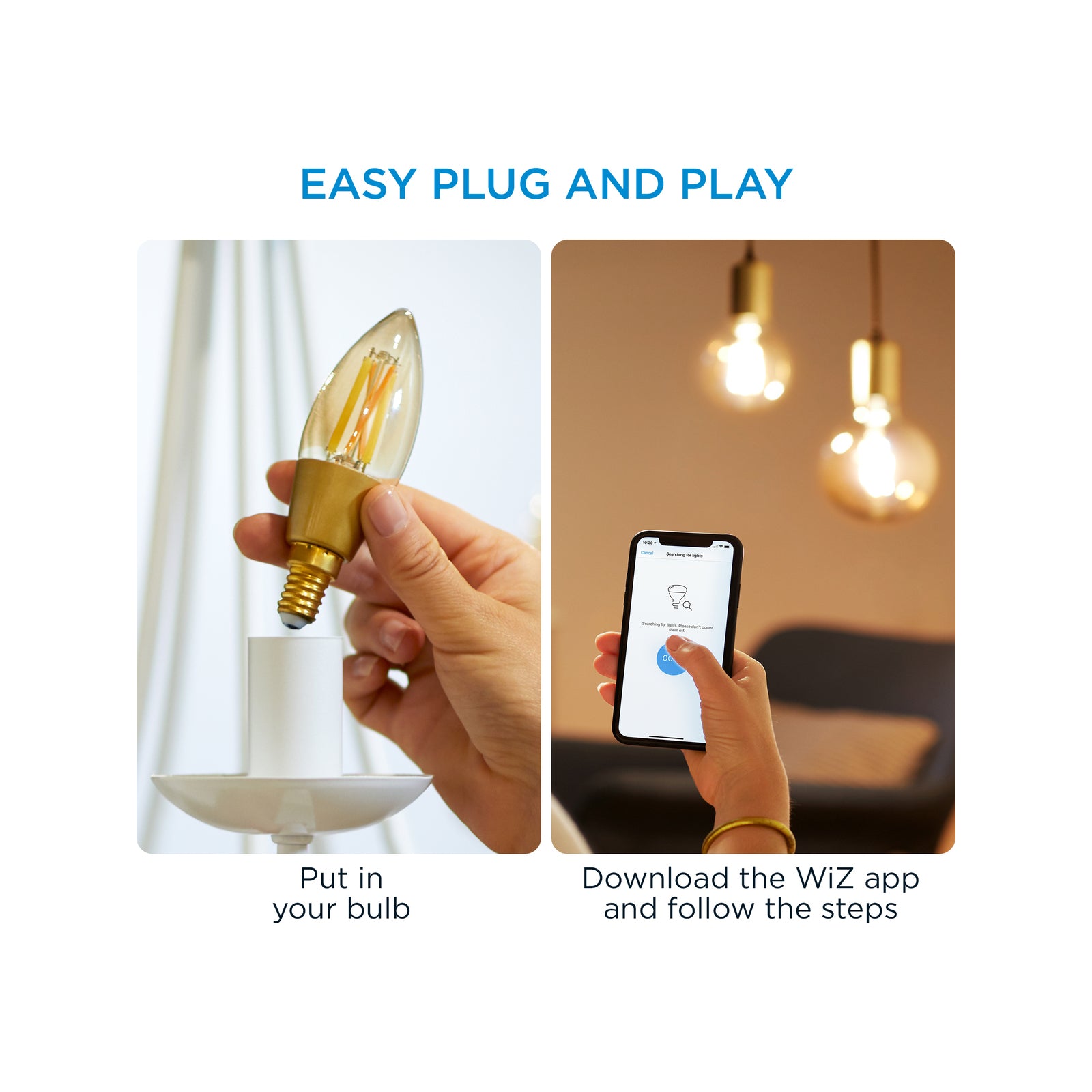 WiZ P45 E14 LED 370lm 4.9W Tuneable White Smart Filament Candle (929003017701)