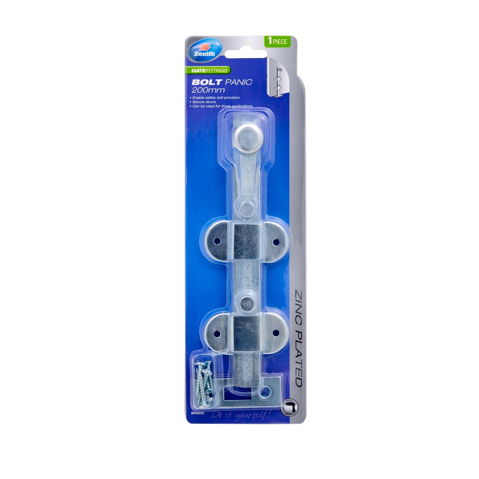 Zenith 200mm Zinc Plated Steel Panic Bolt