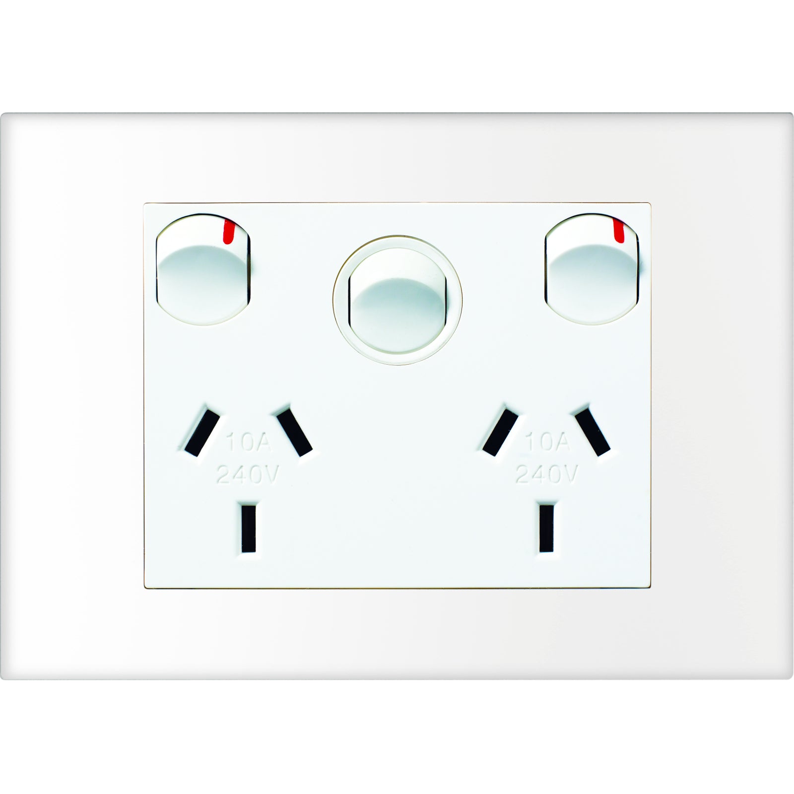 HPM VIVO Double Powerpoint with Extra Switch, White 10A 240V Surface Mount