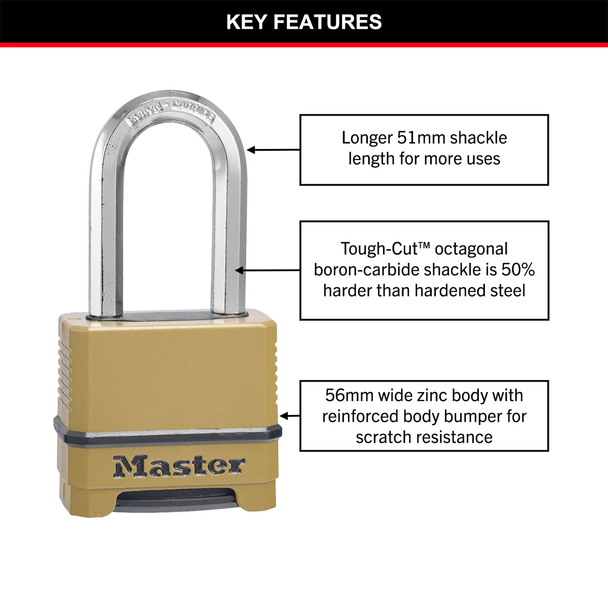Master Lock Excell 56mm Laminated Steel Set-Your-Own Combination Padlock, 51mm Shackle
