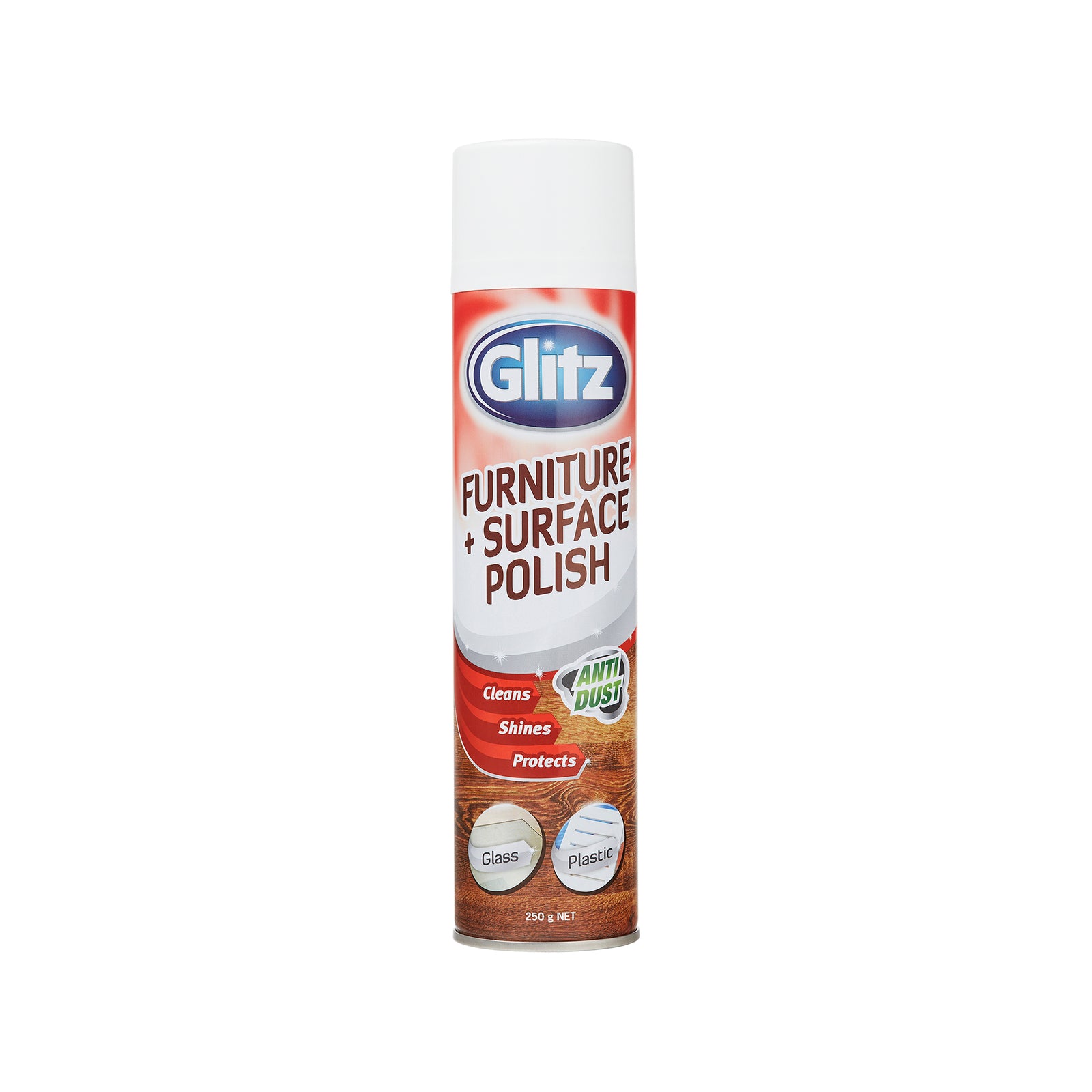 Glitz 250g Furniture & Surface Polish Aerosol, Cleans, Shines & Restores