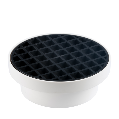 Holman 100 x 90mm Storm ABS Finishing Collar with Grate, Solvent Weld, White