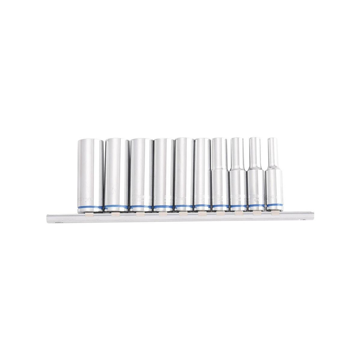 Kincrome Deep Socket Rail 10 Piece 1/4" Drive Metric - Chrome Vanadium Steel - SuperSaverAU - view 1