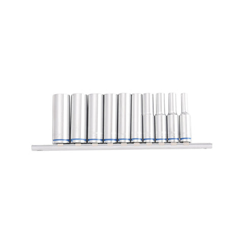Kincrome 10 Piece 1/4" Drive Metric Deep Socket Rail Set 4-13mm Mirror Polish