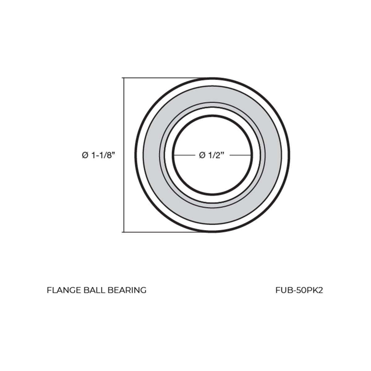 Richmond 1-1/8" x 1/2" Unground Flanged Ball Bearing - 2 Pack