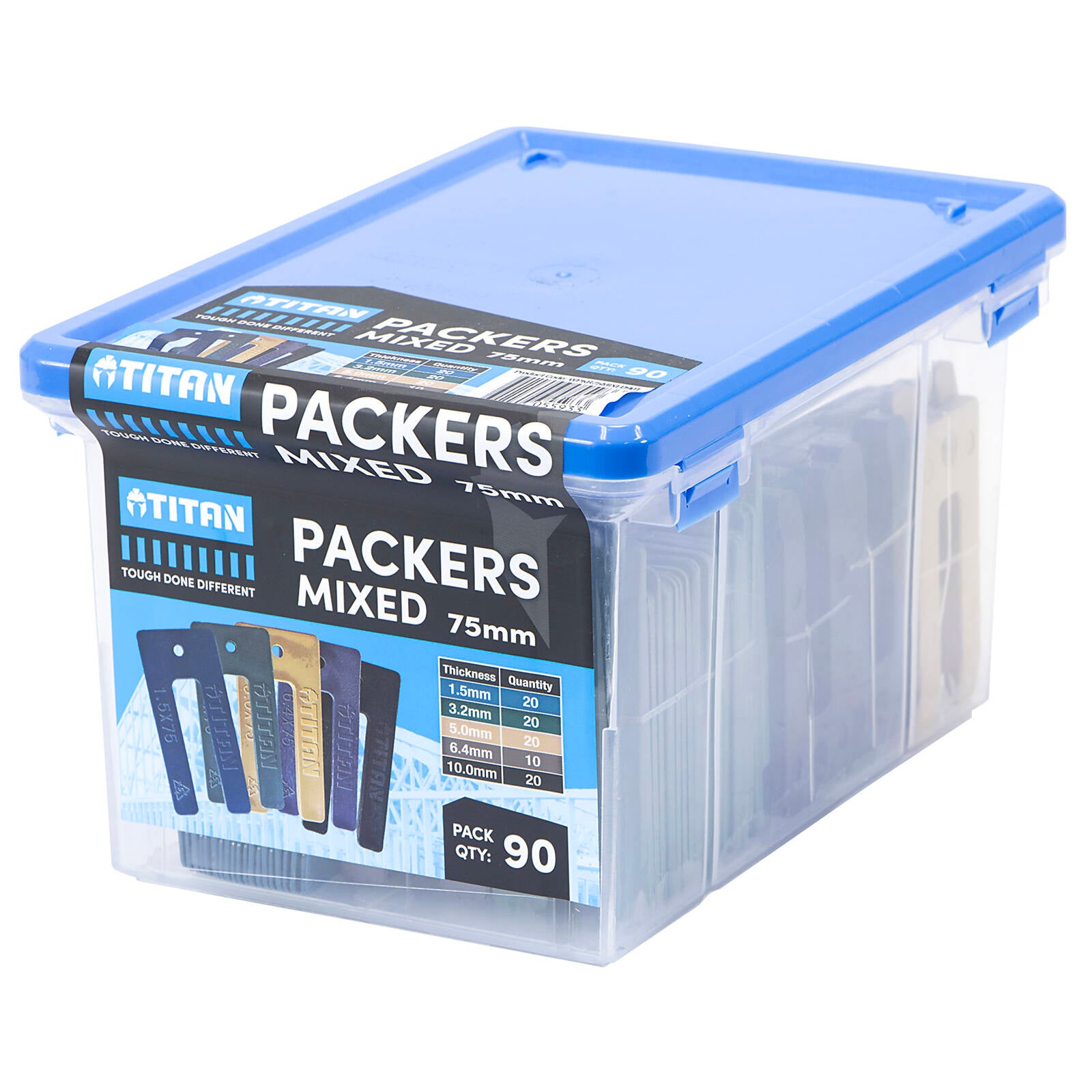 Titan Window Packers 75mm Mixed Sizes 1-10mm, UV Stable Plastic, 90 Piece