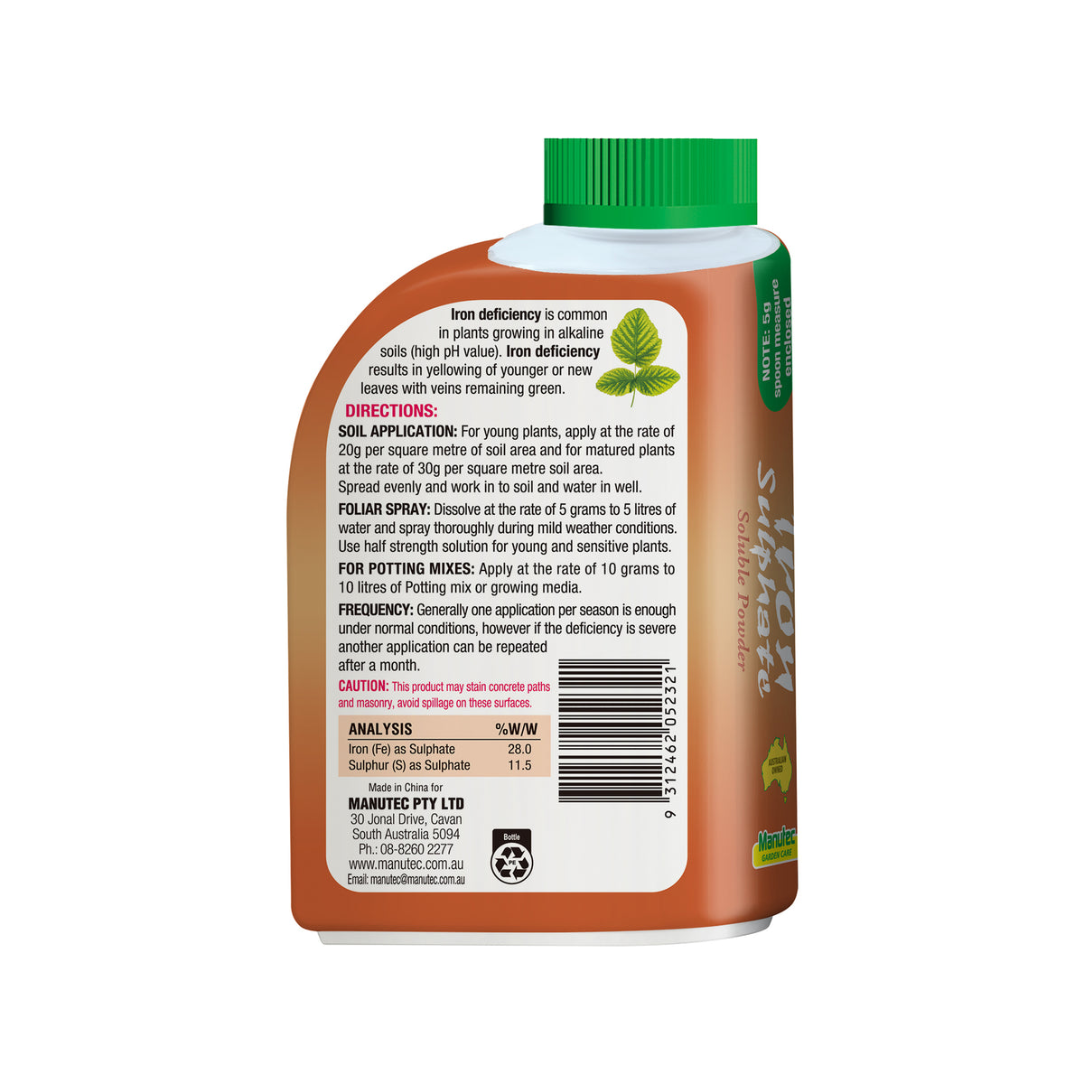 Manutec Iron Sulphate 500g Soluble Crystals Iron Supplement & Soil Acidifier