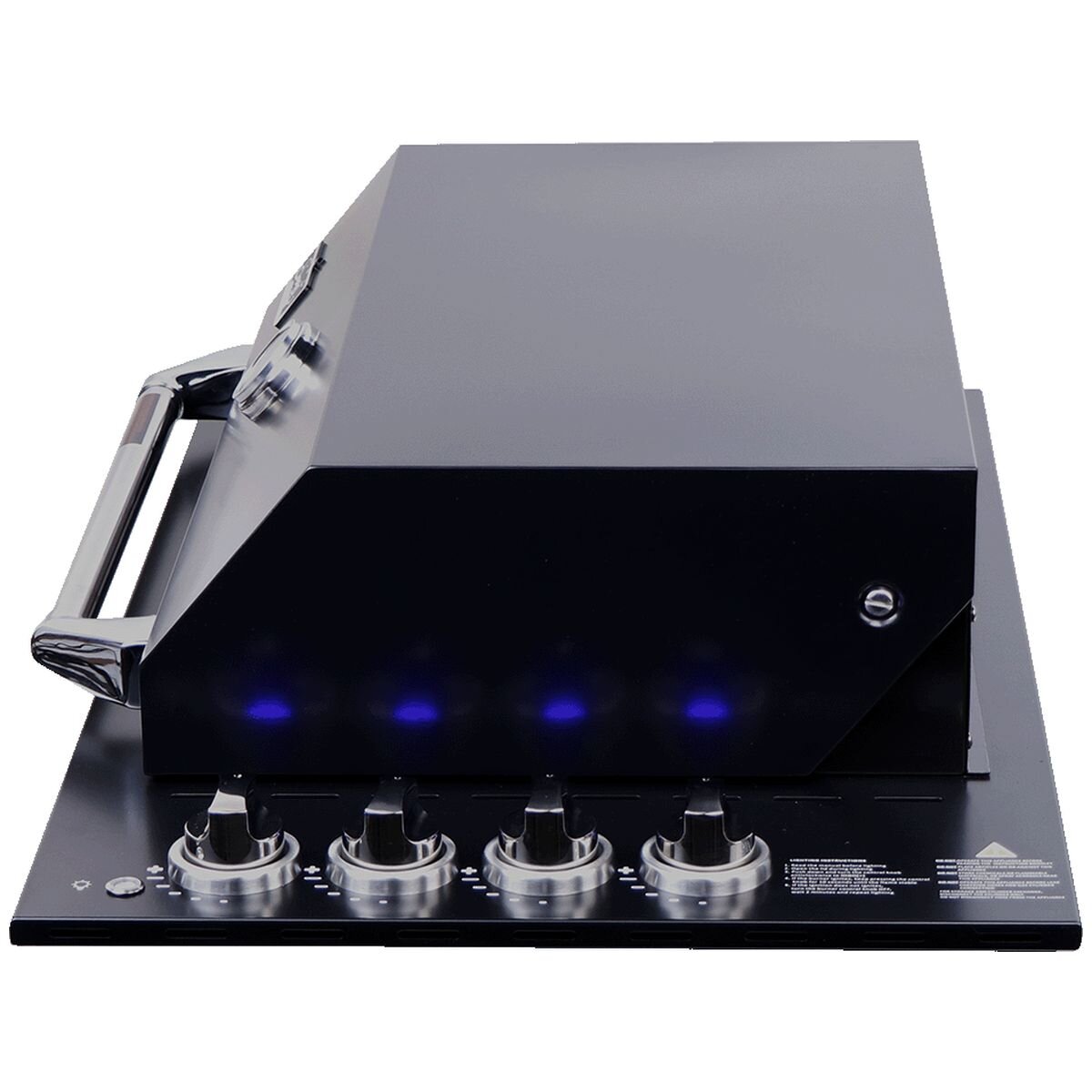Smart Four Burner Drop-In LPG BBQ - Black, 304 Stainless Steel, Cast Iron Plates, LED Knobs - 4000DGSLBLK
