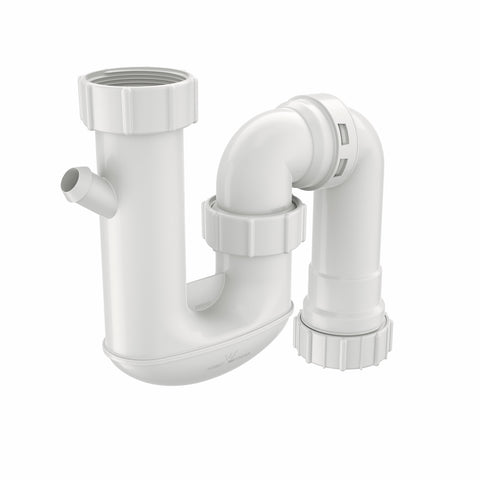 Caroma 50mm White Plastic Combination S and P Trap with Dishwasher Connection
