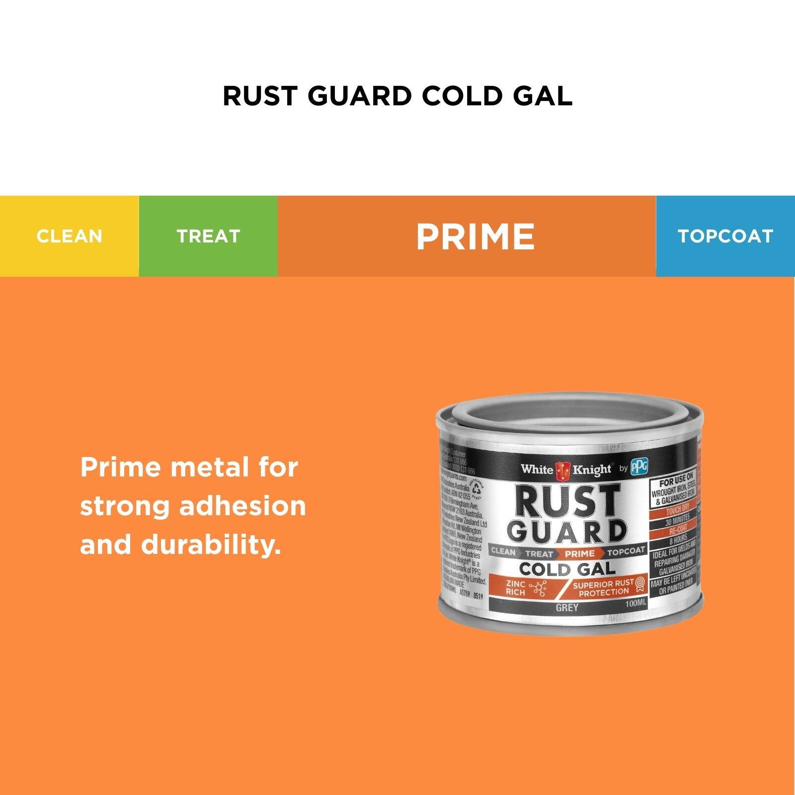 White Knight Rust Guard Cold Gal Grey Primer Paint 100ml