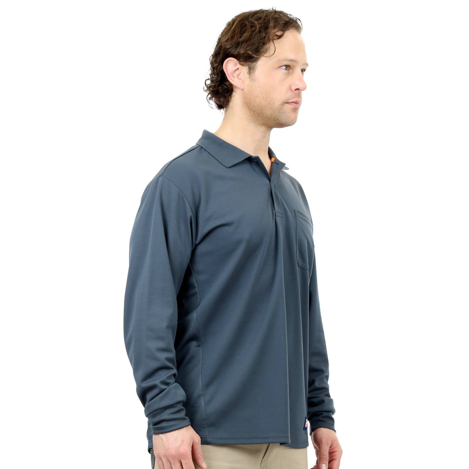 Citeco Men's Grey Dry Fit Long Sleeve Polo Polyester - Medium