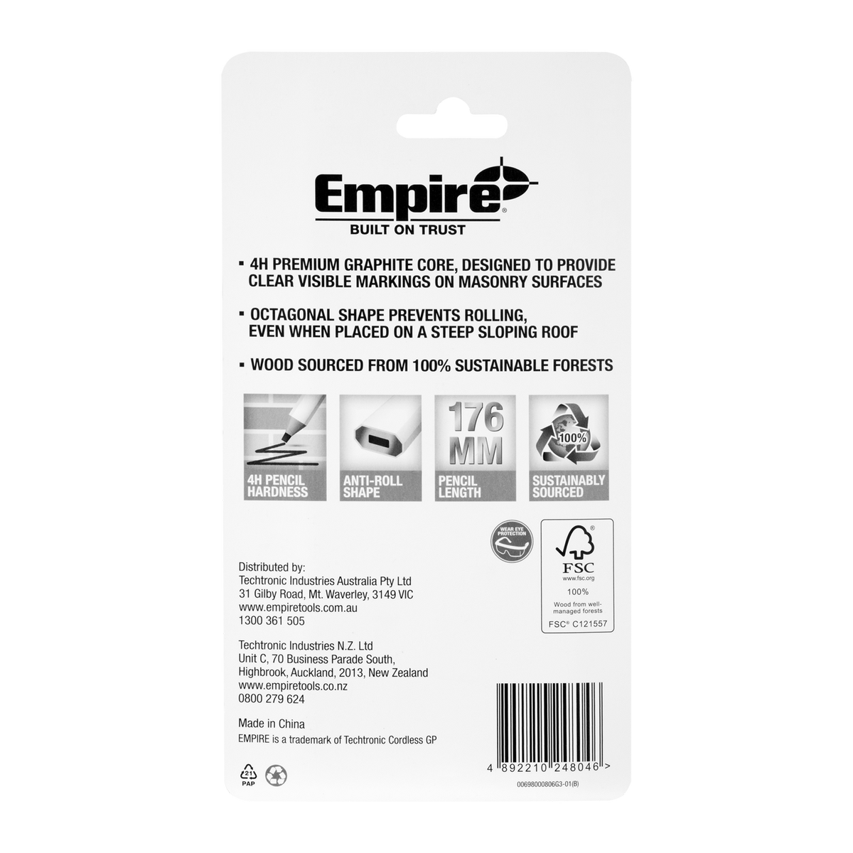 Empire 4H Hard Masonry Pencils - 10 Pack