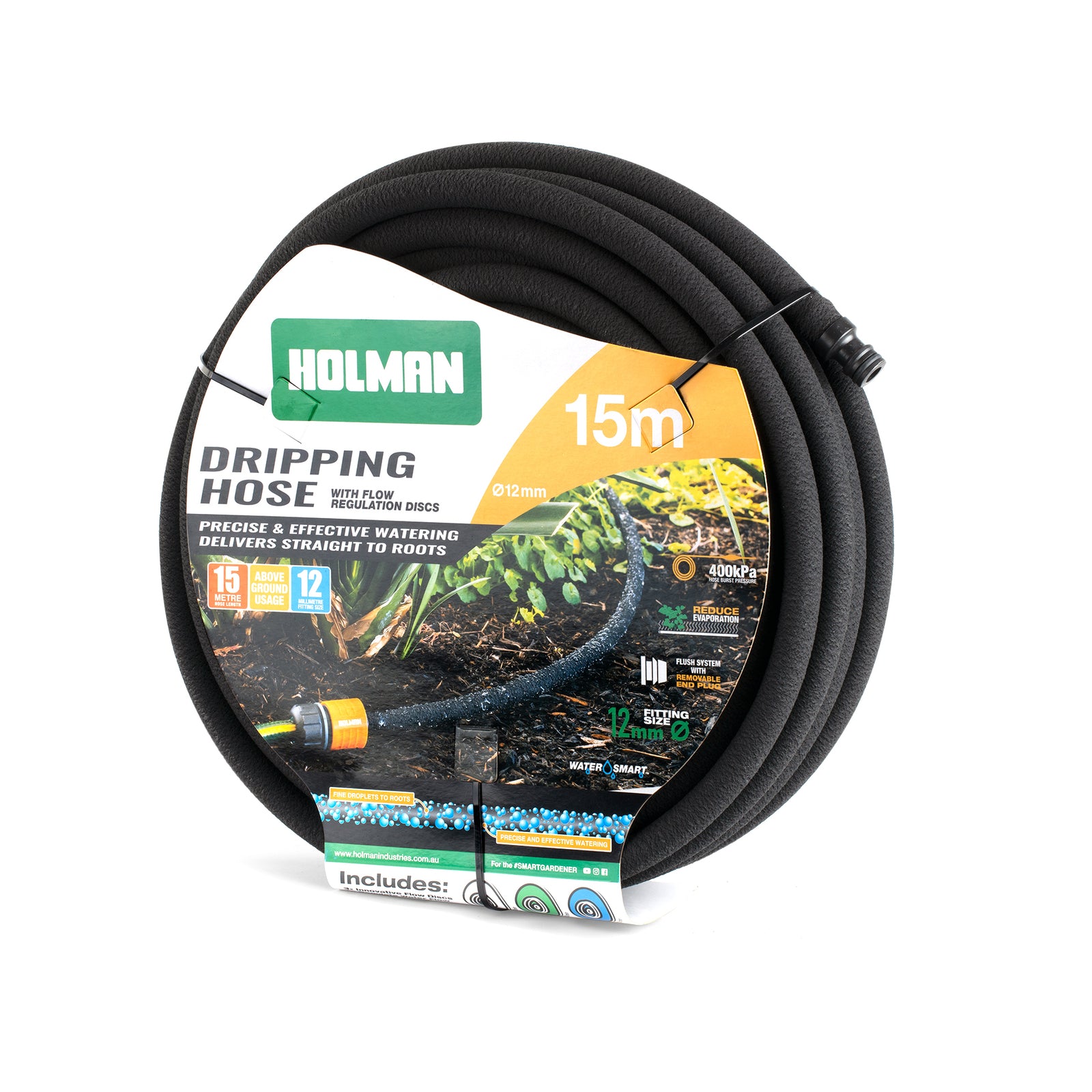 Holman 15m Black Weeper Hose 13mm UV and Kink Resistant