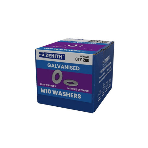 Zenith M10 Hot Dip Galvanised Flat Round Washers 200 Pack 4.6 Steel - SuperSaverAU - view 1