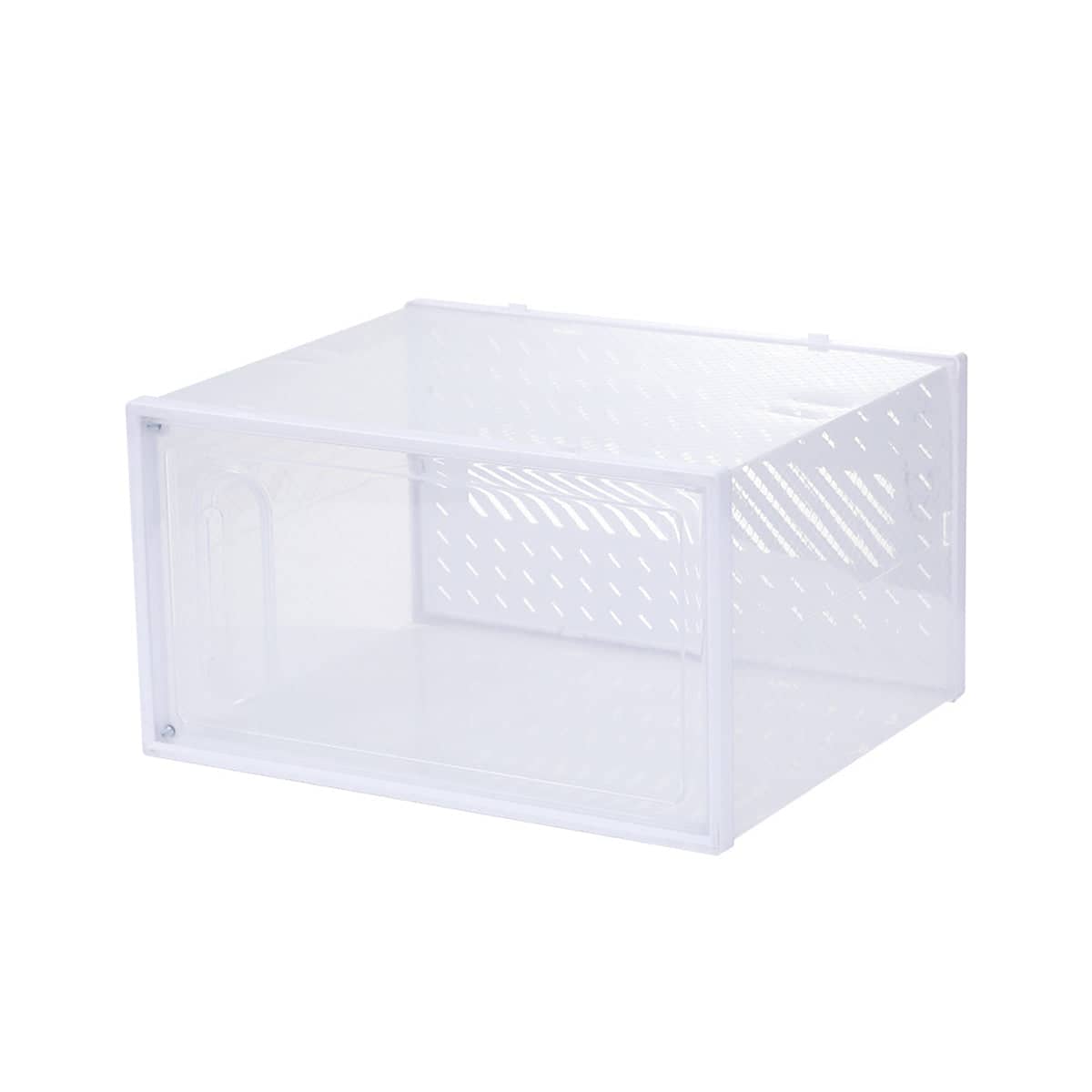 12 Clear Shoe Storage Boxes, Stackable - White