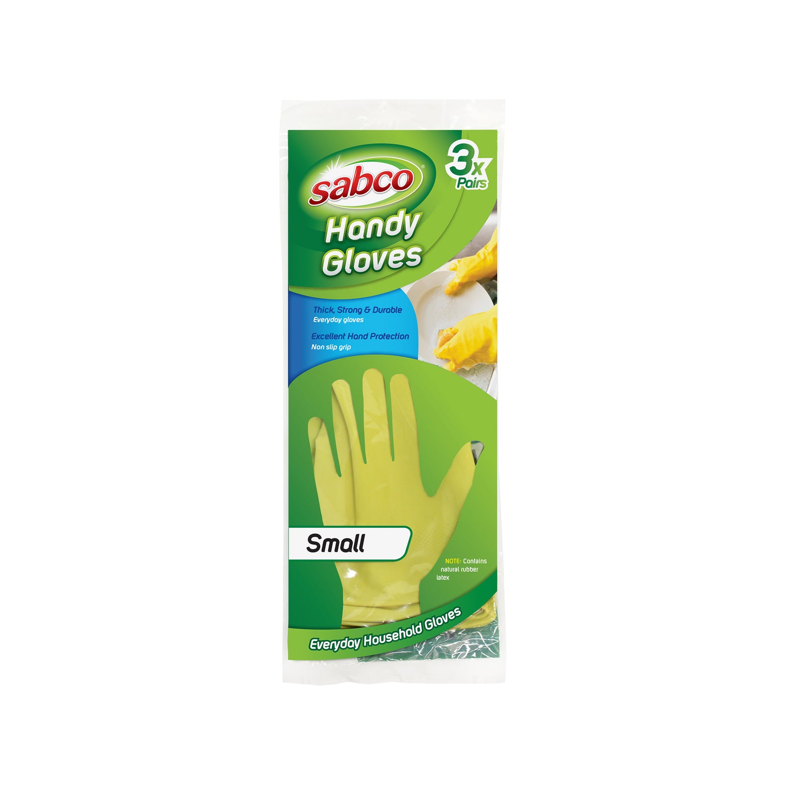 Sabco Small Latex Handy Gloves 3 Pairs