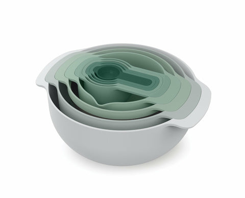 Joseph Joseph Nest 9 Plus bowl set - Grey - 4.5L mixing bowl, 3L colander, 1.65L sieve - 40112
