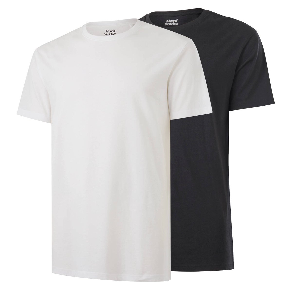 Hard Yakka White & Charcoal Core Tee 2 Pack, Australian Cotton 160gsm, Men's Size L