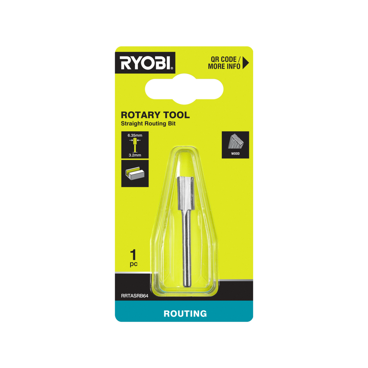 Ryobi 6.4mm Straight Router Bit - 3.2mm Shank - Precision Cutting Tool - SuperSaverAU - view 1