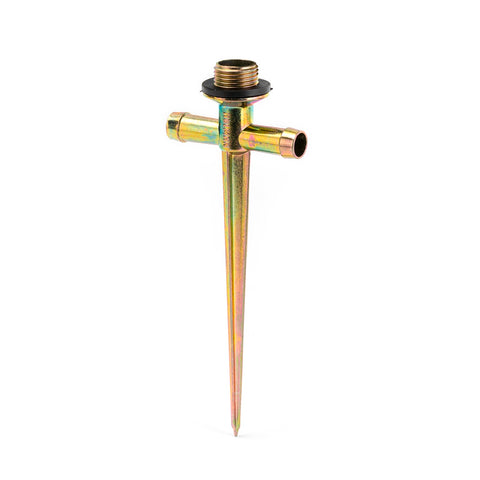 Holman 13mm Metal Spike Tee Sprinkler - Gold, Inline Garden Bed Poly Pipe Fitting