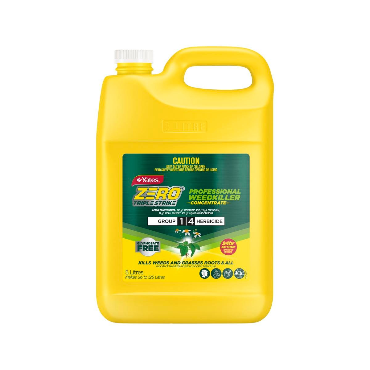 Yates Zero Triple Strike Professional Weedkiller Concentrate 5L, Non-Selective Systemic