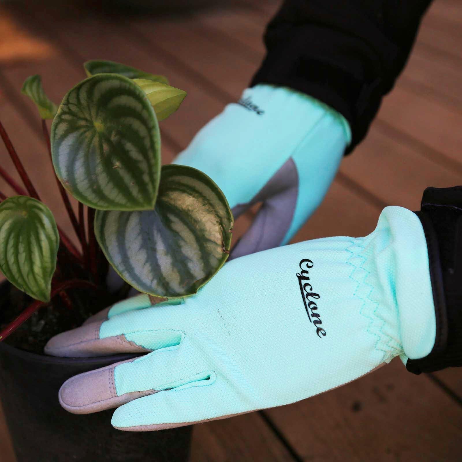Cyclone Flexitec Teal Garden Gloves Medium Synthetic Leather Abrasion Resistant