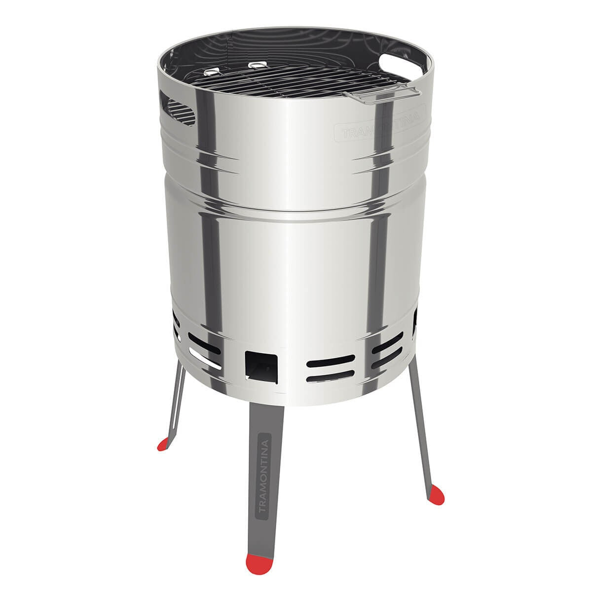 Tramontina Churrasco Freestanding Charcoal BBQ - Stainless Steel Body - Beer Barrel Shape - 26500006