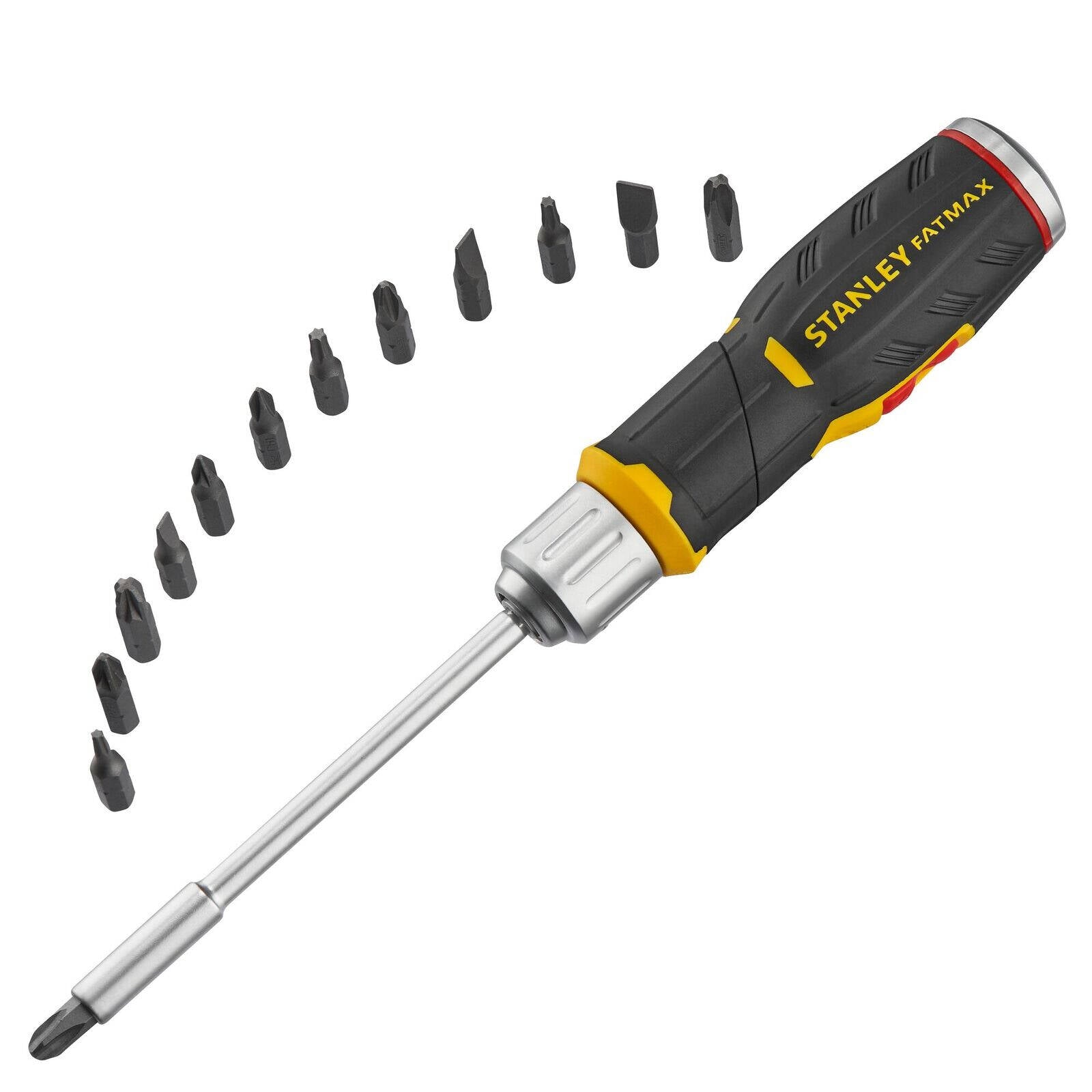 Stanley FatMax Pistol Grip Ratchet Screwdriver with 12 Bits Yellow/Black