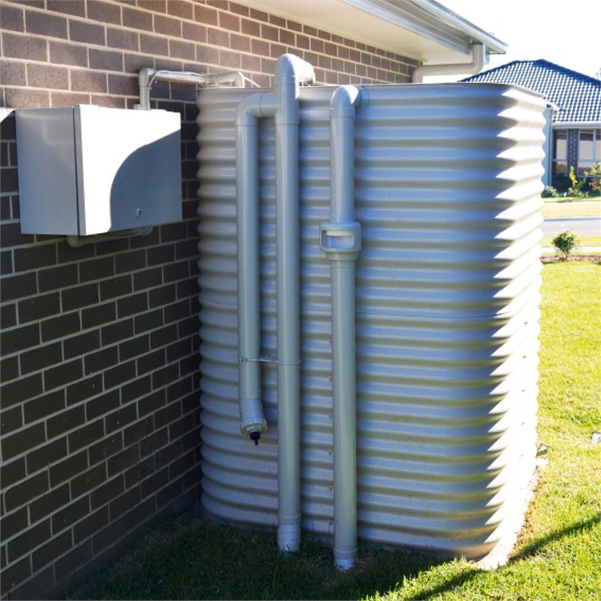Rain Harvesting 90mm 90° Bend Tank Overflow, Grey PVC