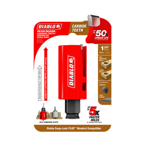 Diablo 1-3/8 inch Demo Demon Carbide Rough-In Hole Saw, 60mm Depth