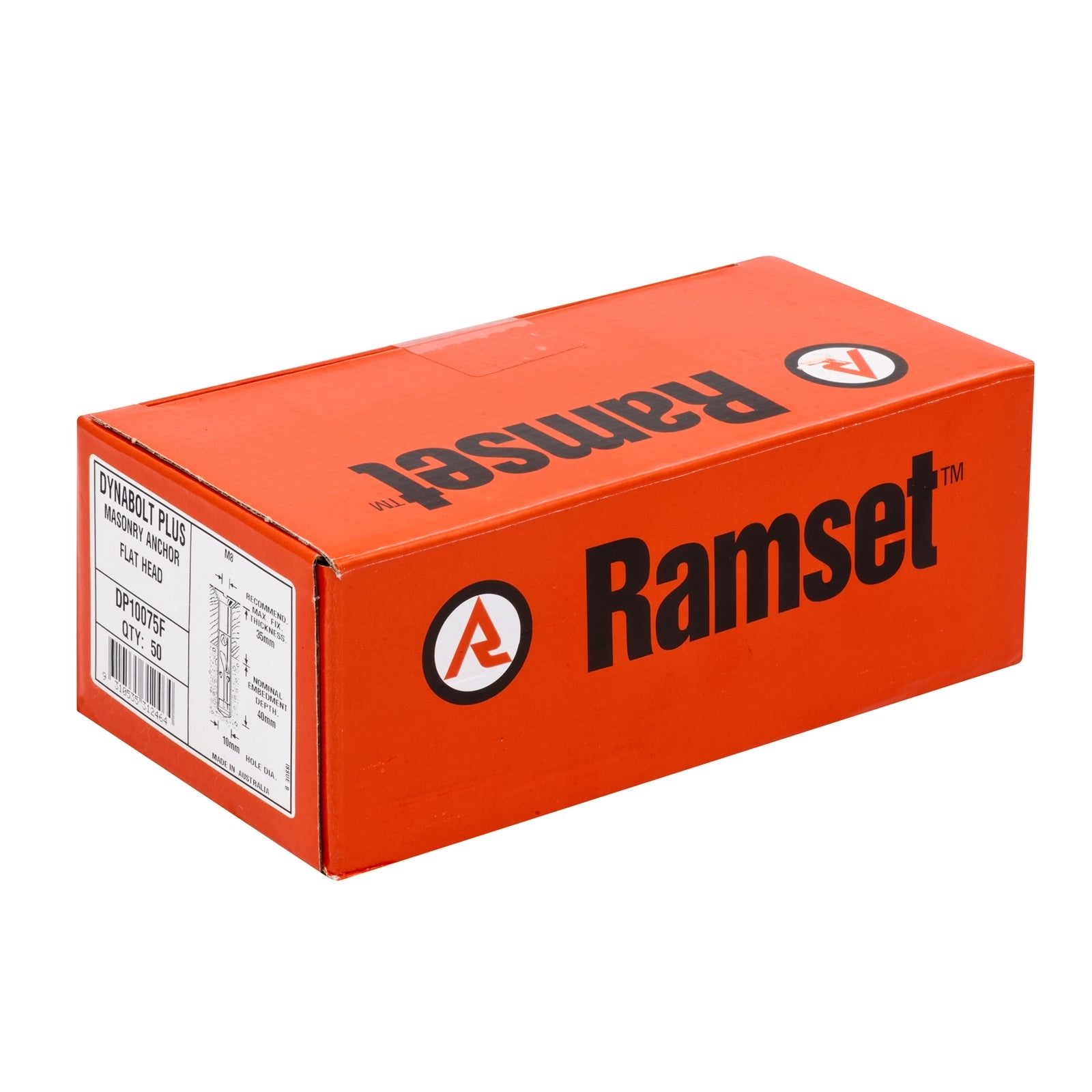 Ramset 10 x 75mm DynaBolt Plus Hex Nut Masonry Sleeve Anchor - 50 Pack, Gold Zinc